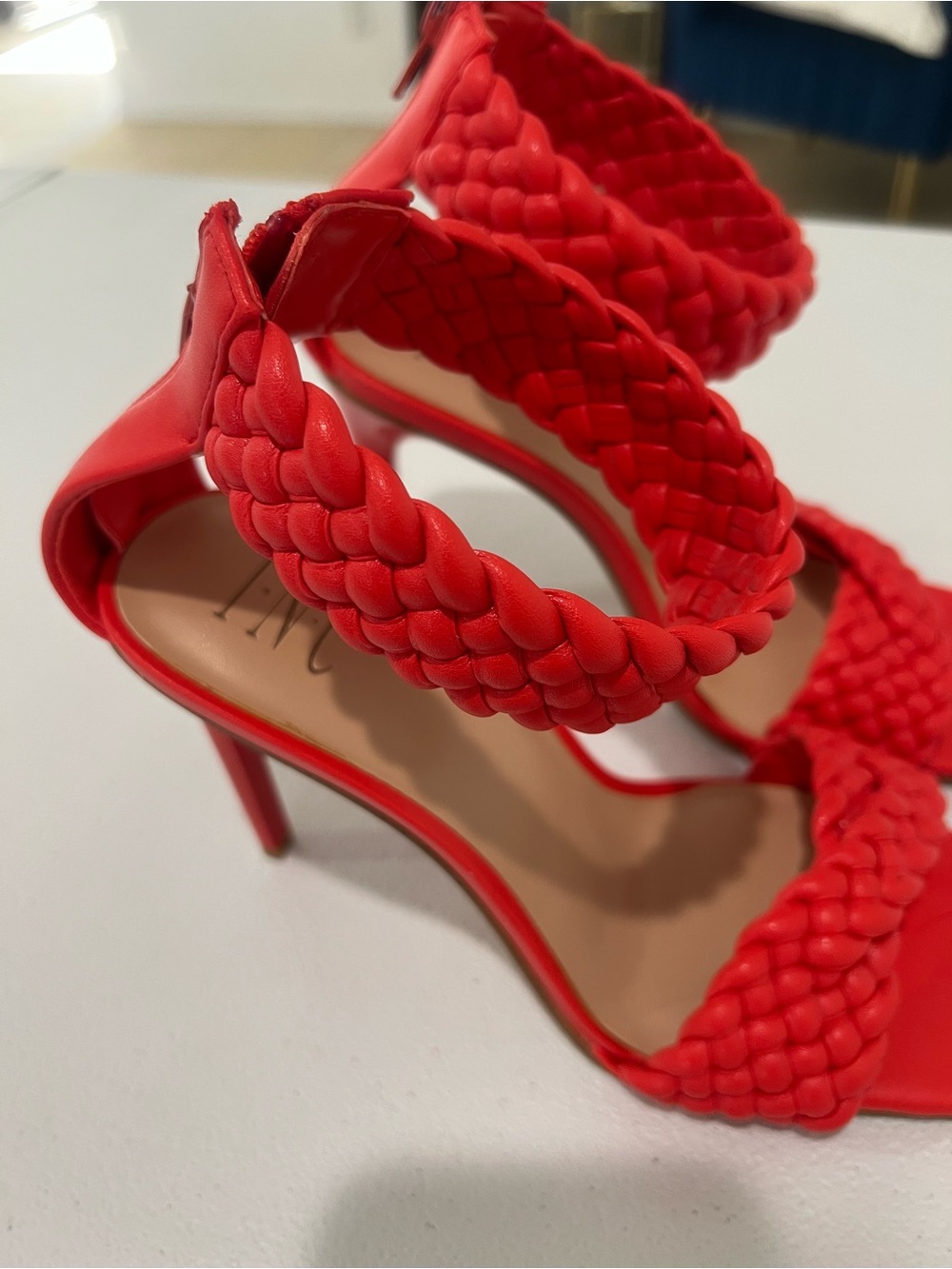 INC International Concepts Red orange Braided Strap High Heel Sandals 8 M - Picture 4 of 12